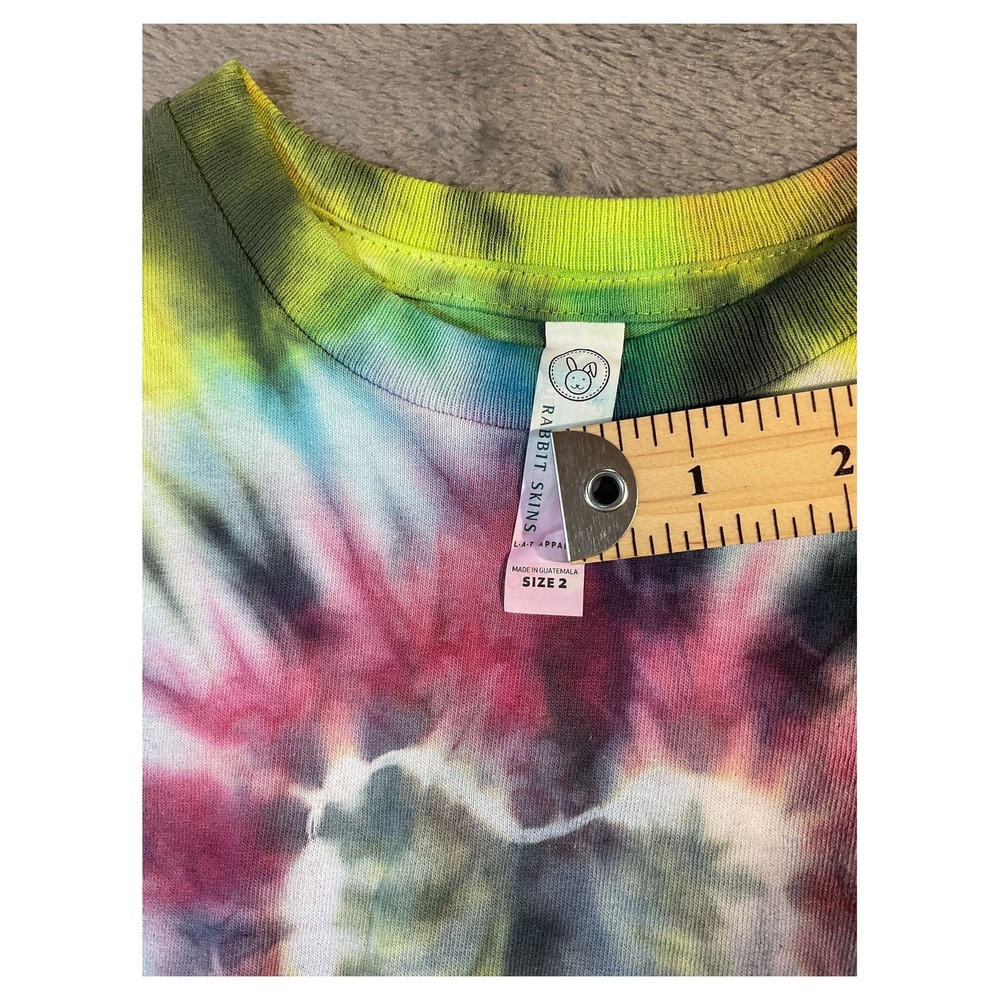 Rabbit Skins Tie Dye Heart T-Shirt Multicolor Size 2 - Picture 2 of 6